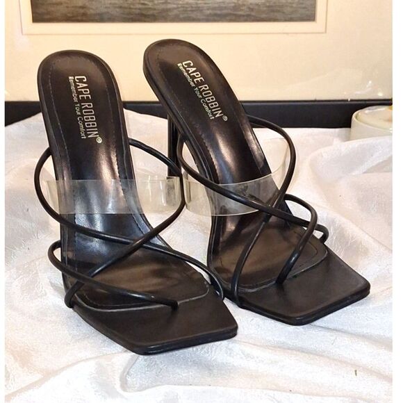 Cape Robbin Women's Heels Square Toed Thong Slide Evening Elegant Size 10 NWOT - Picture 1 of 10